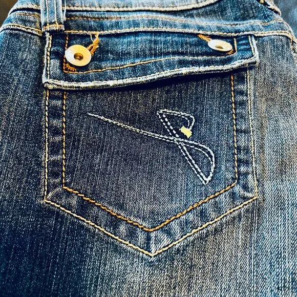 Vintage 90s / Y2K JNCO Dark Wash Distressed Bottom Straight Leg Jeans - Picture 5 of 14